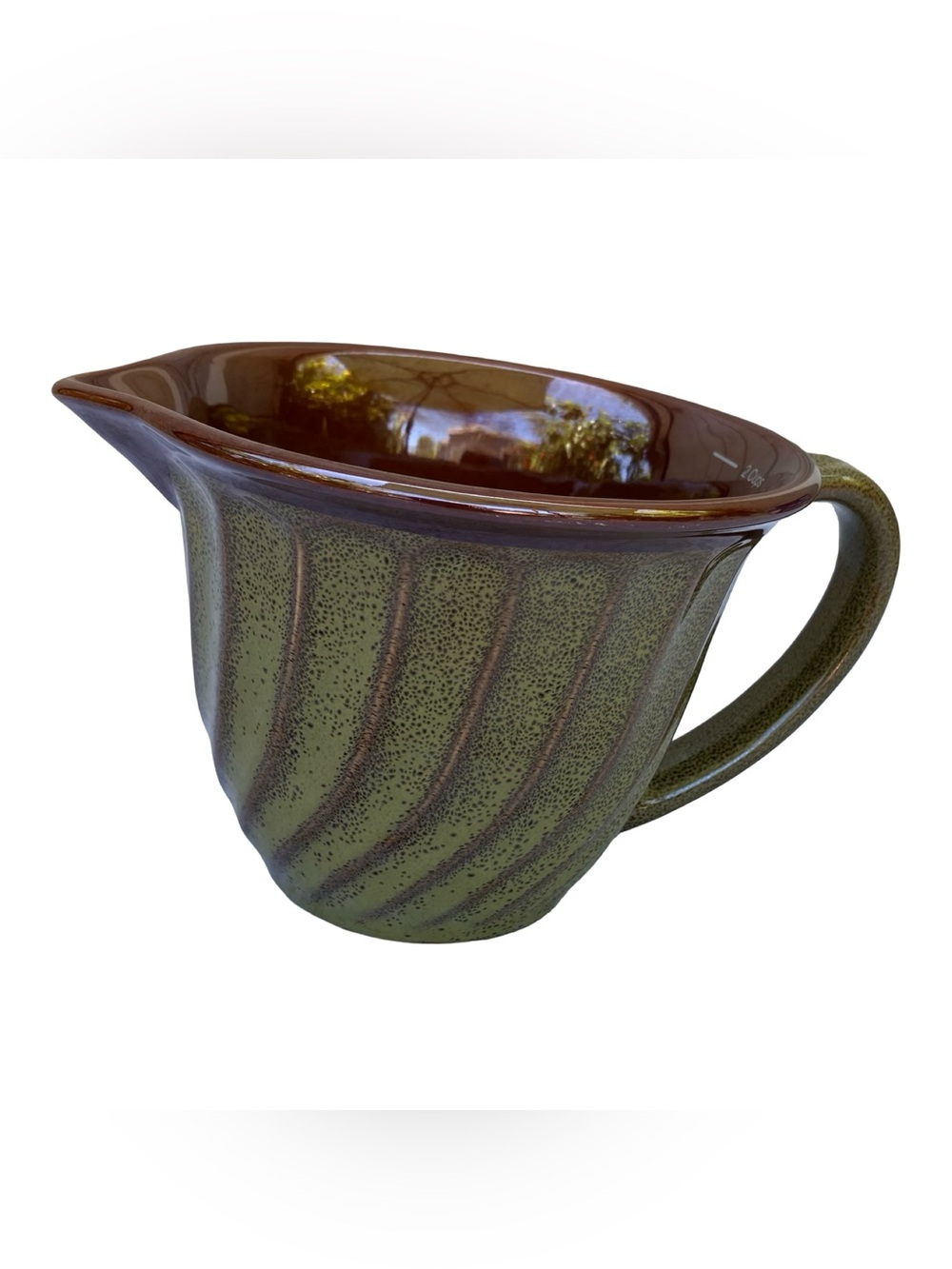Paula Deen 2 Cup Ceramic Measuring Cup Pour Spout Green Brown Speckled Stoneware